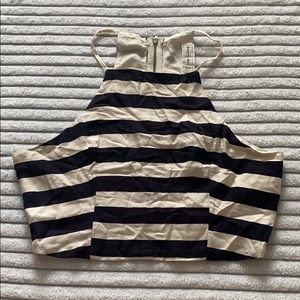 cream and navy striped crop top